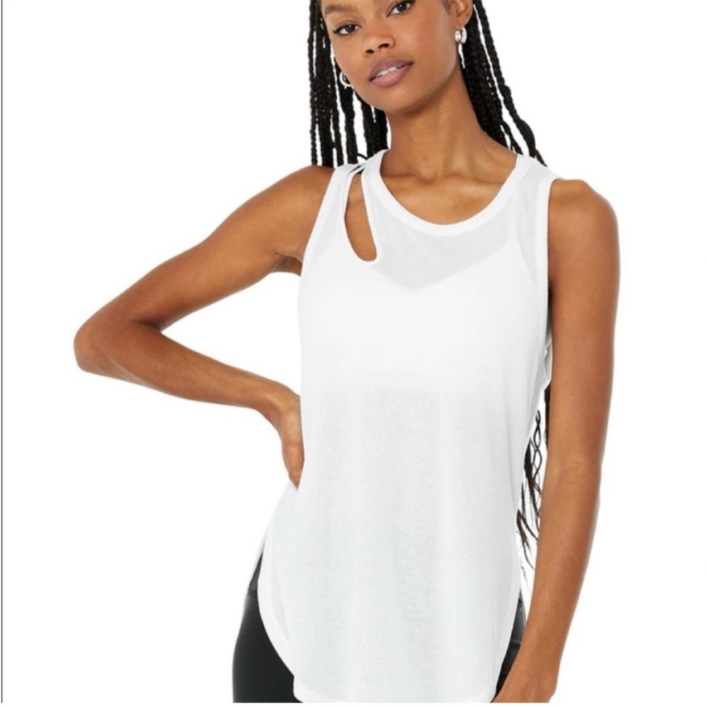 Alo Yoga Ribbed Peak Tank - RUST - size XS